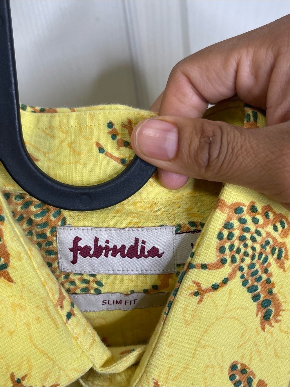 Fabindia Shirt Cotton Hand Block Printed Slim Fit Regular Button Front  Sz  M - Picture 2 of 7